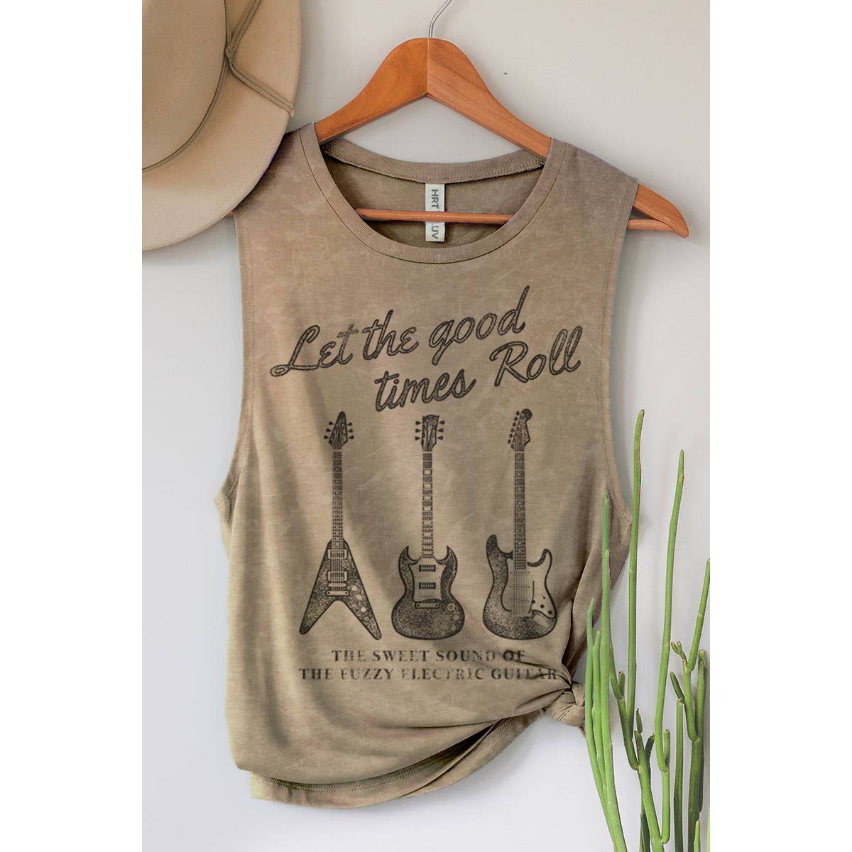HRTandLUV - LET THE GOOD TIMES TO ROLL GUITAR MINERAL GRAPHIC TANK TOP