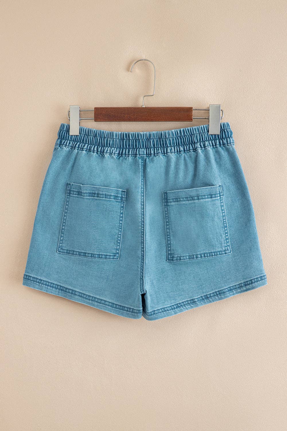 Lovesoft - Beau Blue Contrast Drawstring Elastic Waistband Denim Shorts