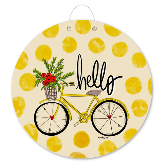 Baxter & Me - Hello Yellow Bike Door Hanger