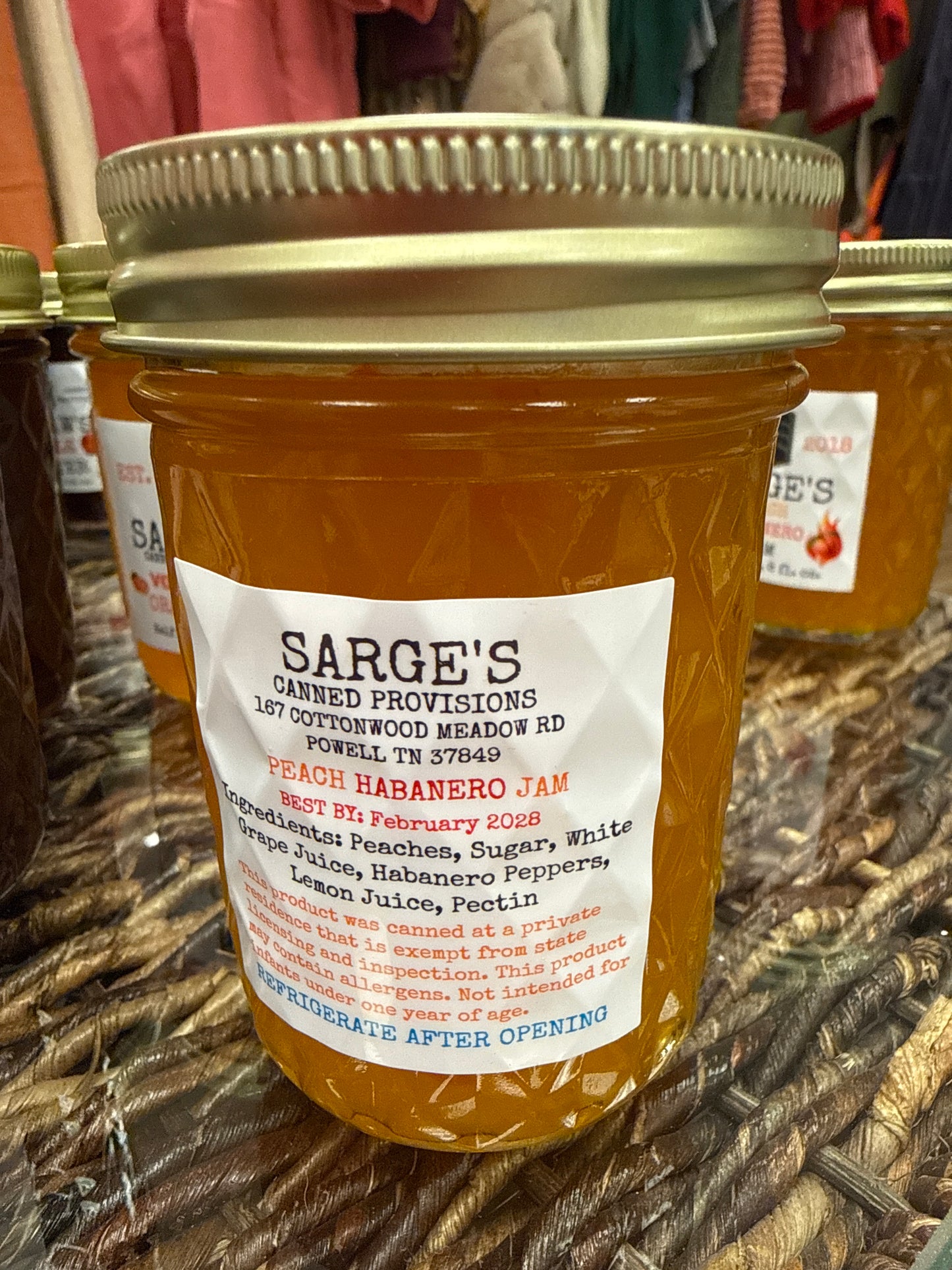 Sarge’s jelly, jam, hot honey and apple butter