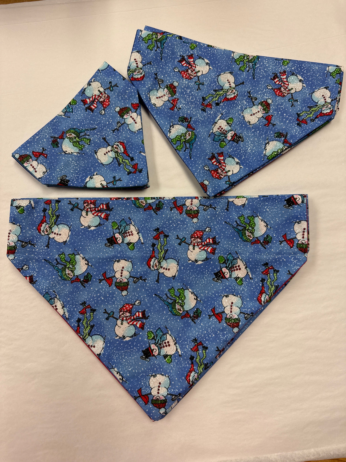 Blue Snowmen dog bandana