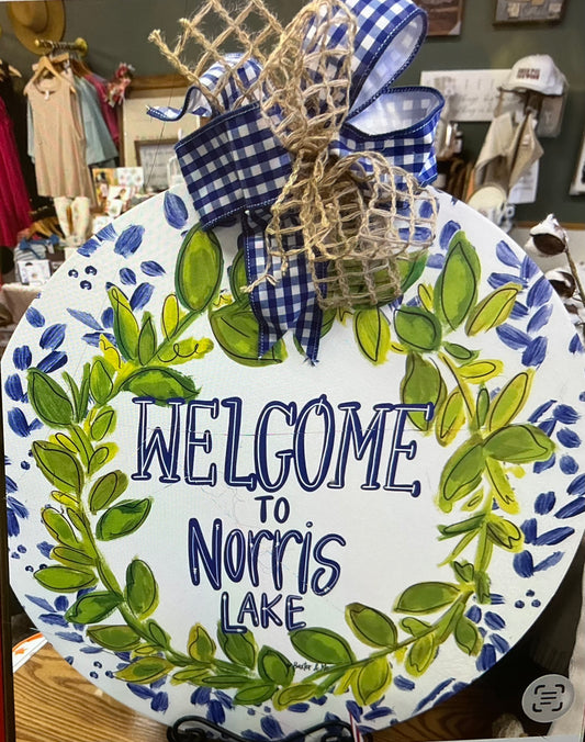 Welcome To Norris Lake Customized Door Hangar