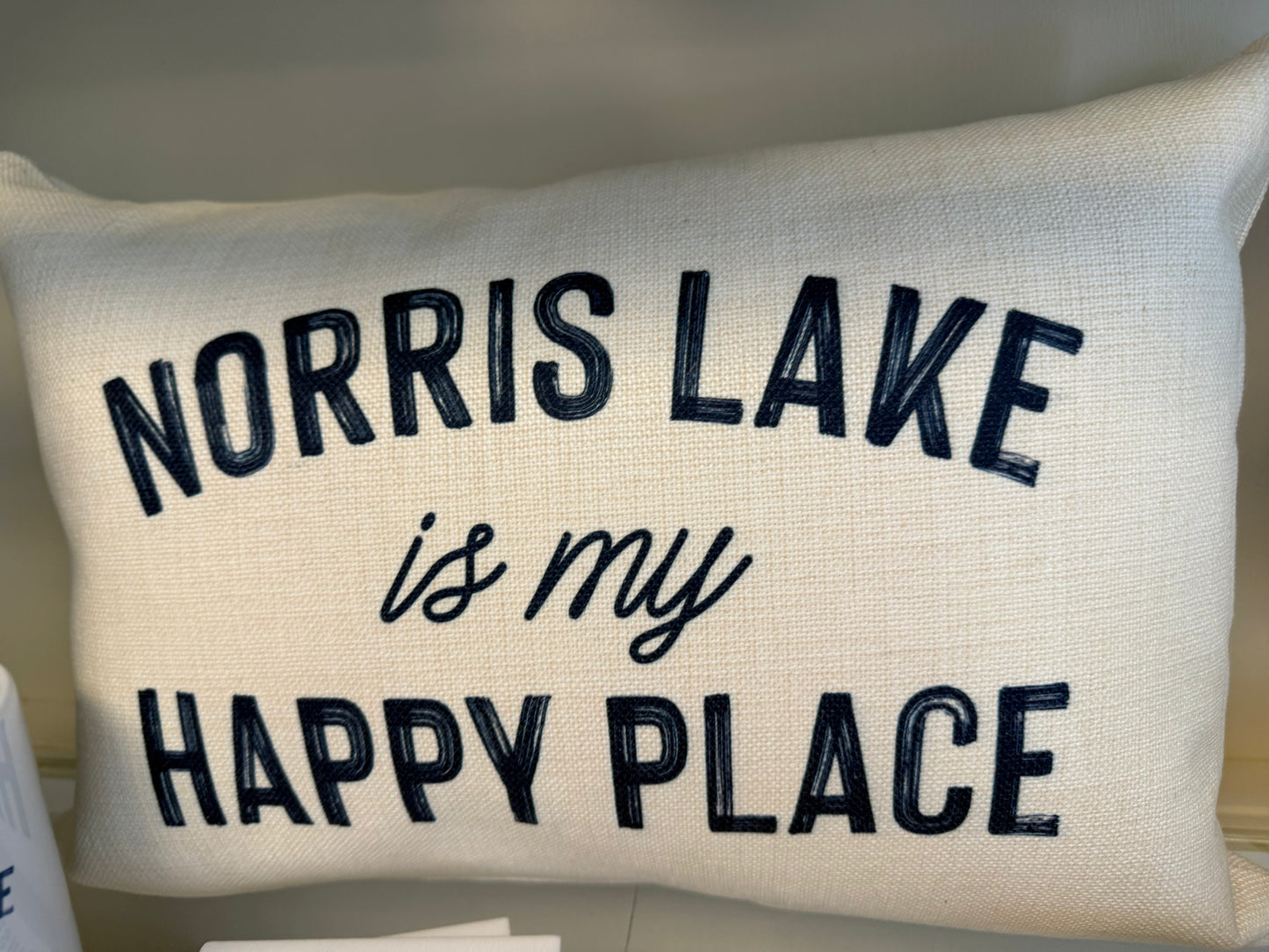 Melody Press Co. - Custom Lake Happy Place Lumbar Lake Pillow - Insert Included