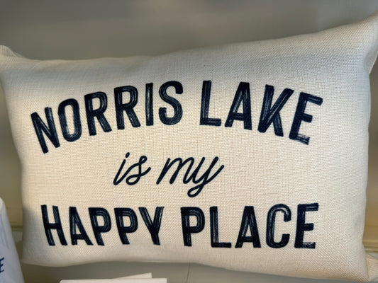 Melody Press Co. - Custom Lake Happy Place Lumbar Lake Pillow - Insert Included