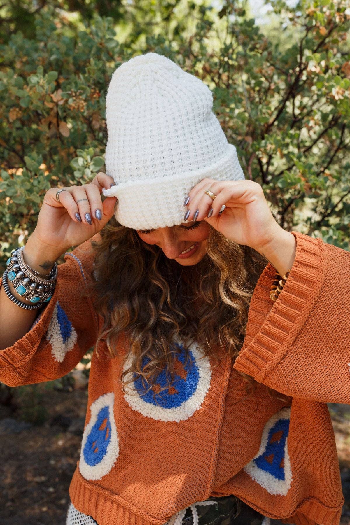 Three Bird Nest - Maybelle Waffle Beanie - Ivory