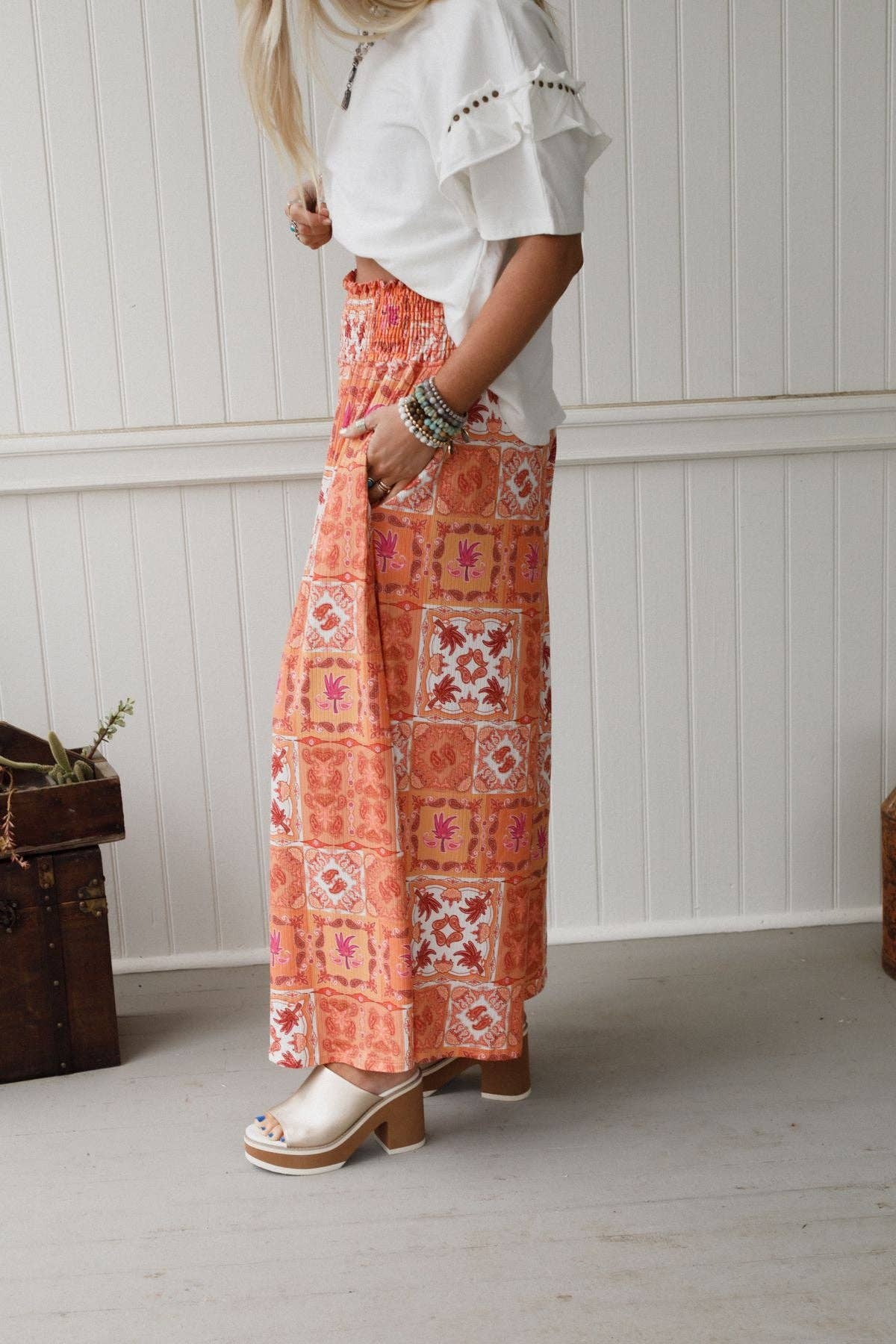 Three Bird Nest - Wildly Free Wide Leg Pants - Orange