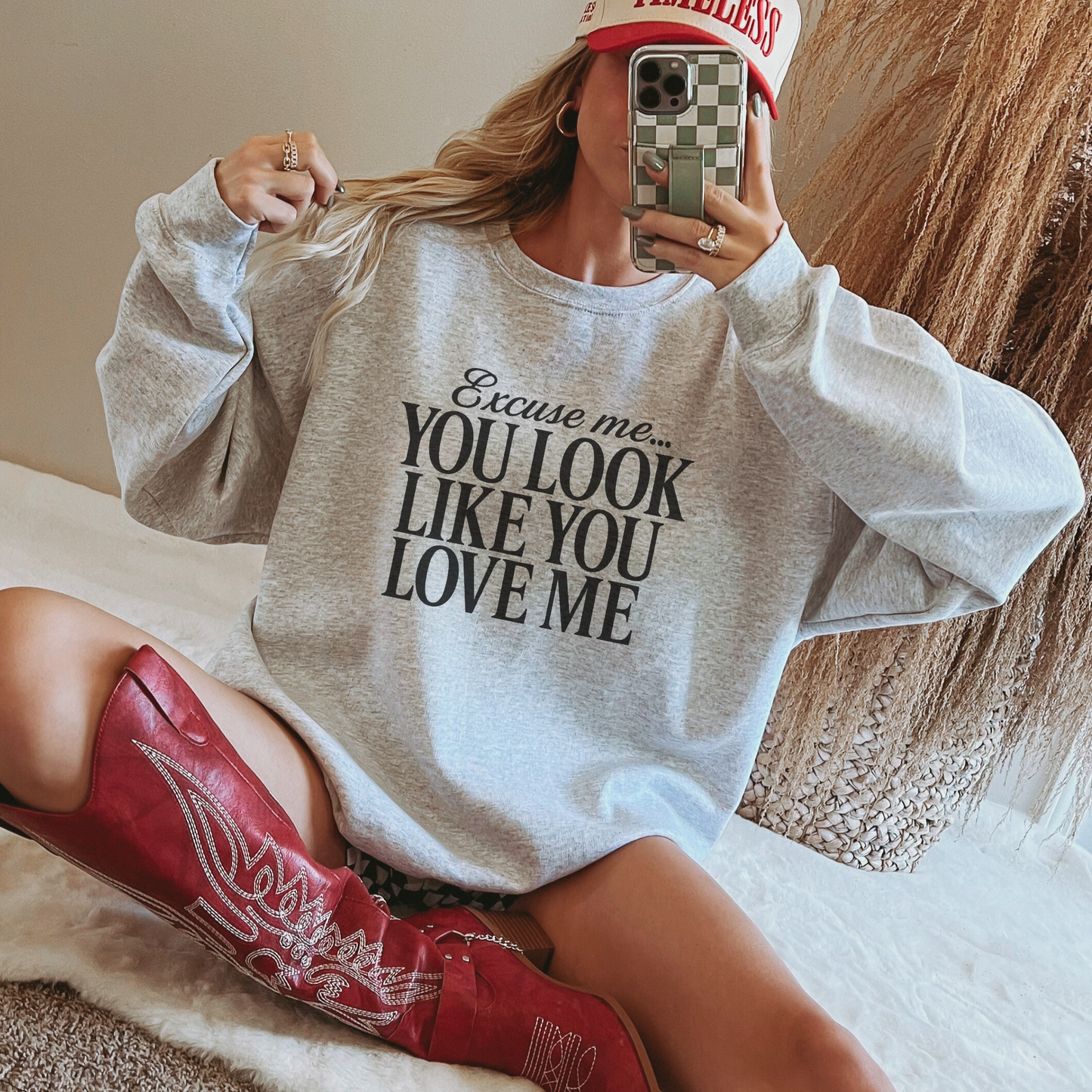 Trendznmore - Excuse Me Country Block Letter Crewneck Sweatshirt