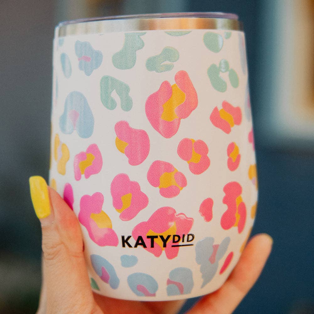 Katydid - Pastel Leopard Stainless Steel WINE TUMBLER