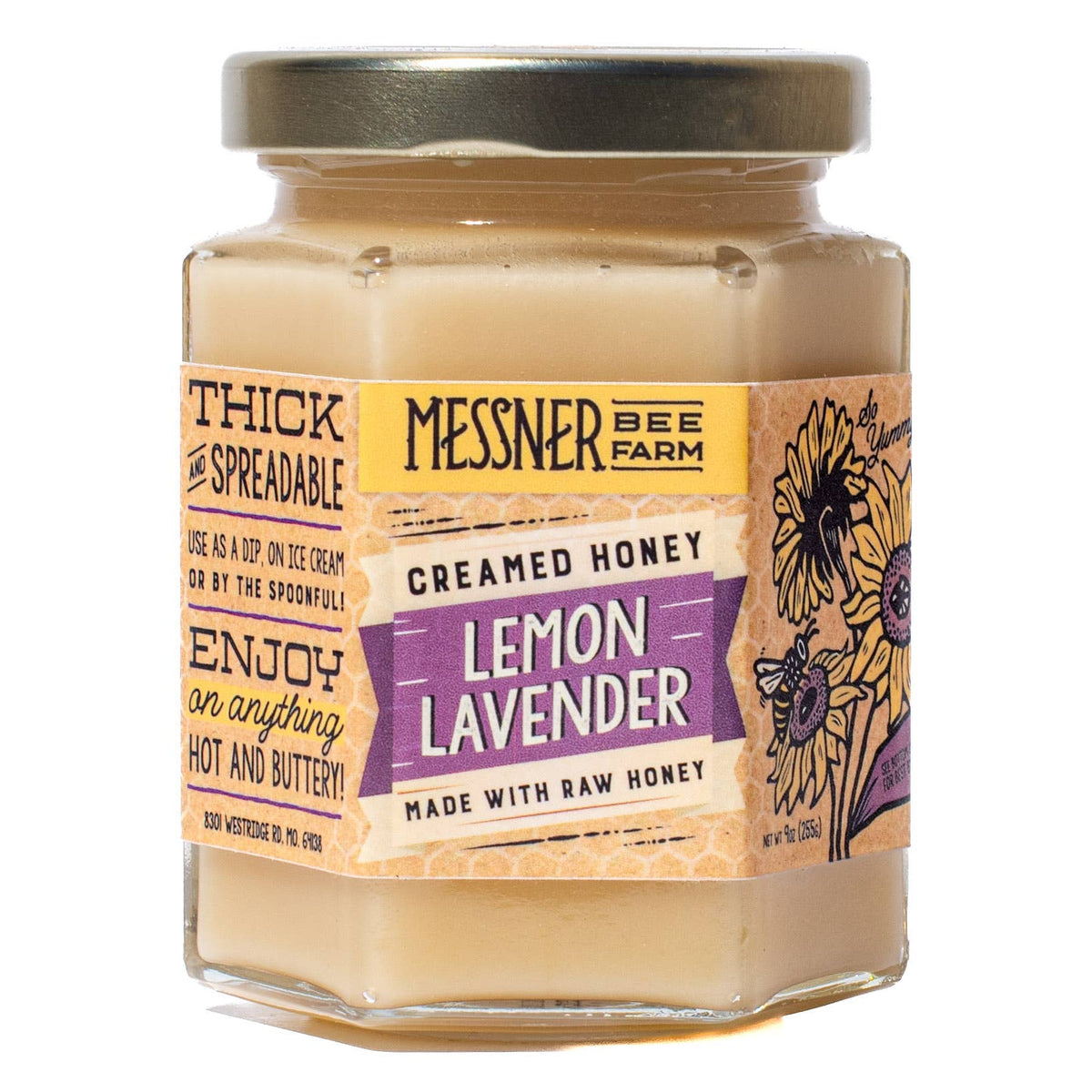 Messner Bee Farm - Lemon Lavender Creamed Honey / 9oz. / Kansas City