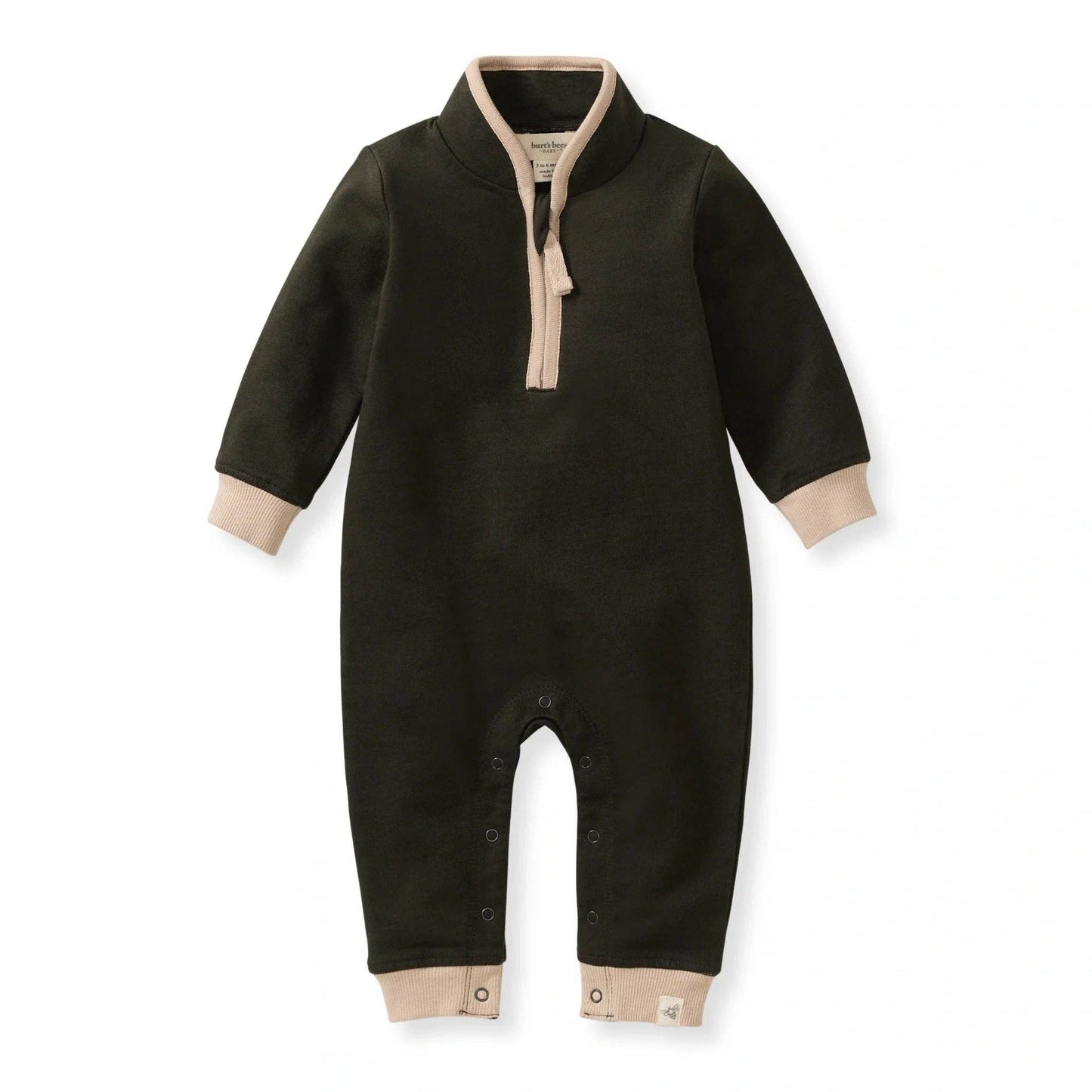 Burt's Bees Baby - Organic Quarter Zip Baby Boy Jumpsuit - Shadow