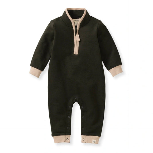 Burt's Bees Baby - Organic Quarter Zip Baby Boy Jumpsuit - Shadow
