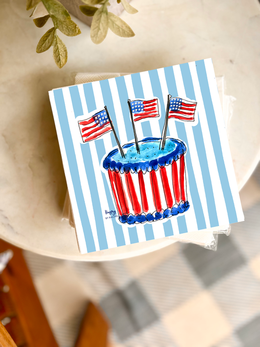 Happy By Rachel, LLC - America Birthday Cake and Stripes Cocktail Napkins