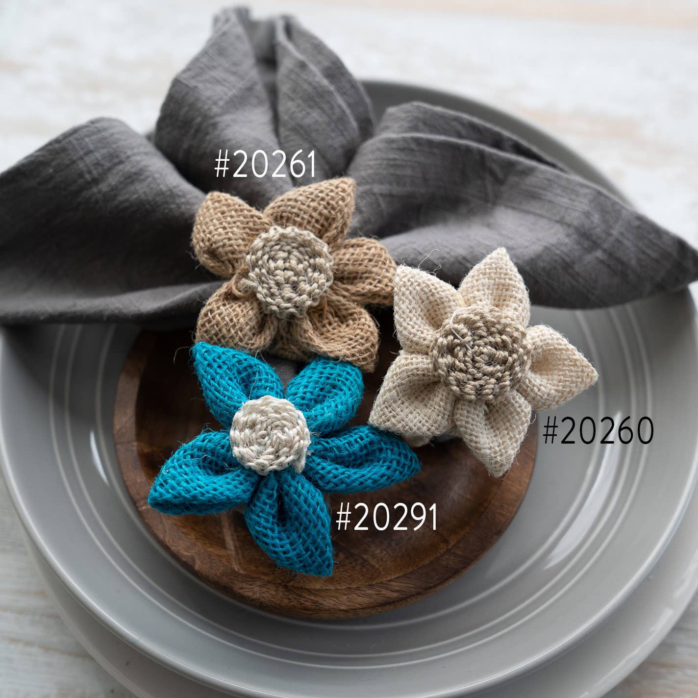 India Handicrafts Inc - Jute Net Flower Napkin Ring