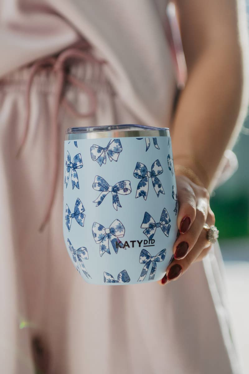 Katydid - Chinoserie Coquette Bows WINE TUMBLER Cup
