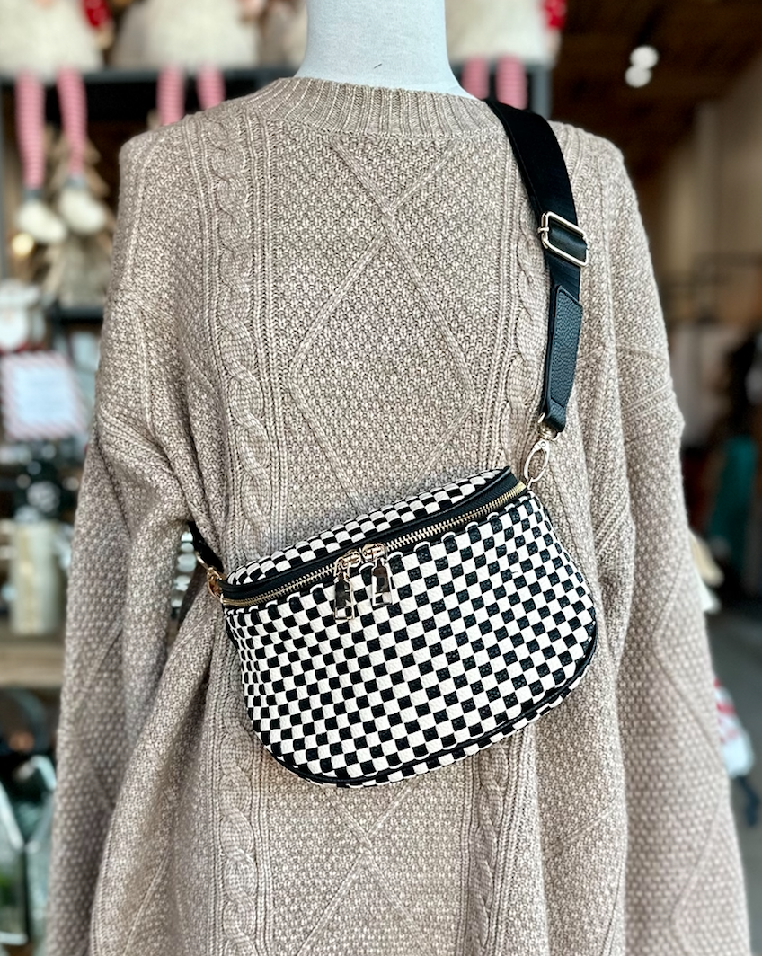 Hart & Lux - Birdie Saddle Checkered Crossbody Bag