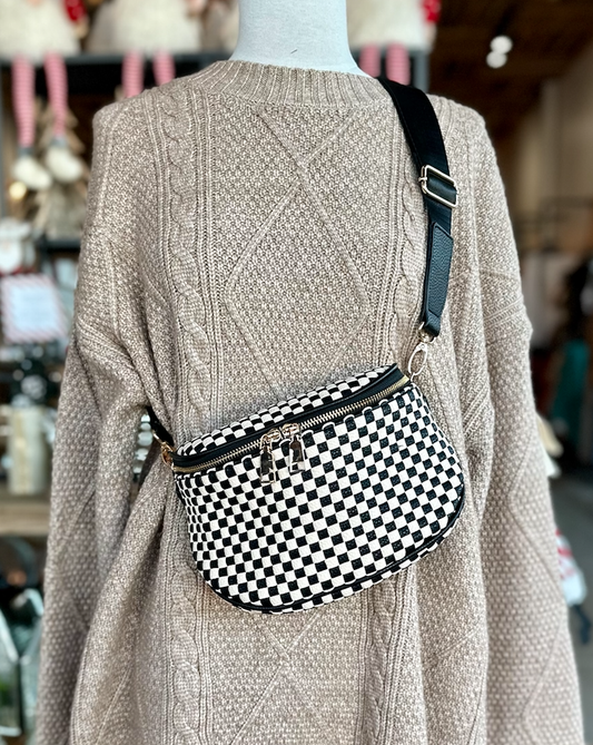 Hart & Lux - Birdie Saddle Checkered Crossbody Bag
