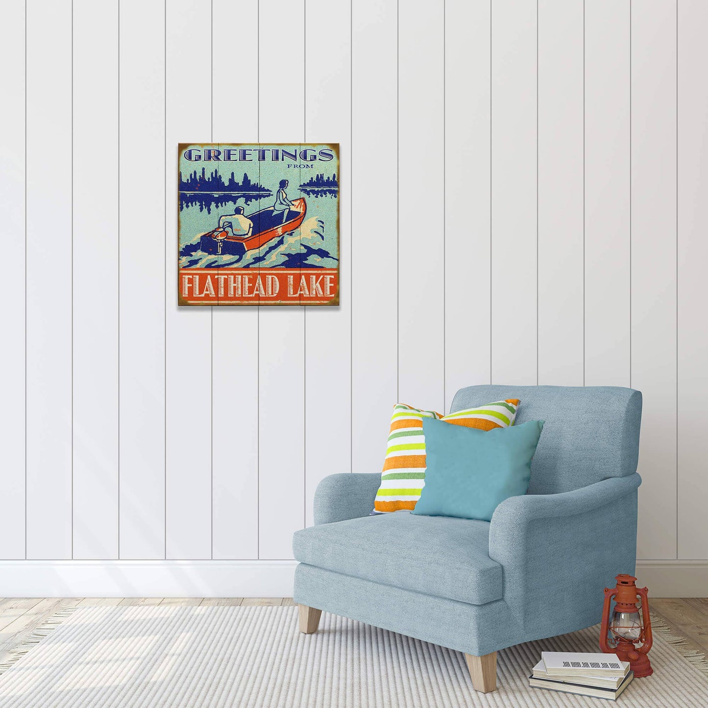 Old Wood Signs - Greetings from the Lake - Wood & Metal Wall Art