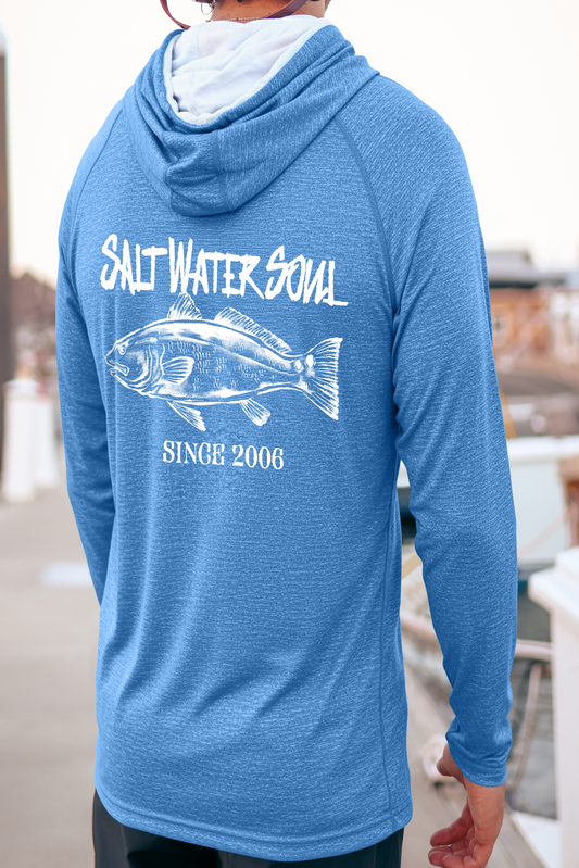 SALT WATER SOUL - Light Blue - Redfish Classic Performance Hoodie