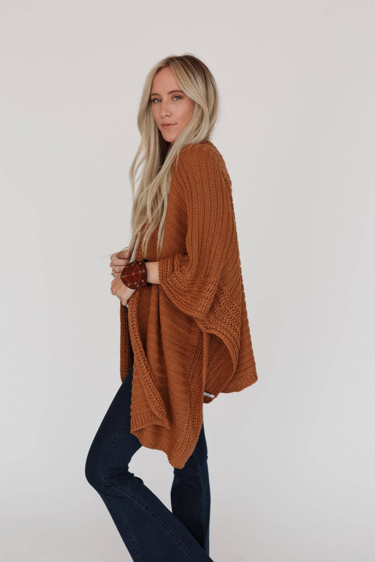 Three Bird Nest - So Deserving Knit Ruana - Camel