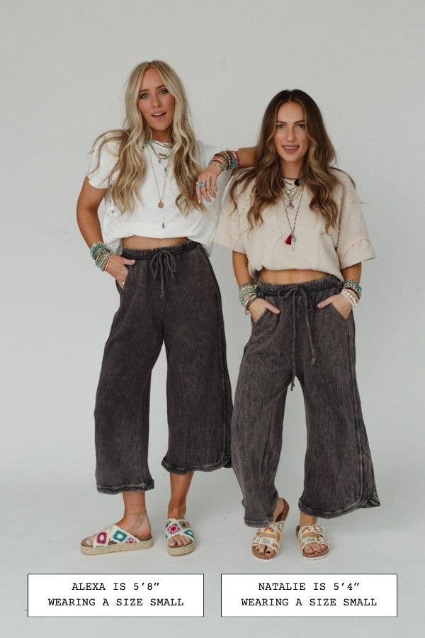 Three Bird Nest - So Comfy Wide Leg Pant Petite Length - New Charcoal