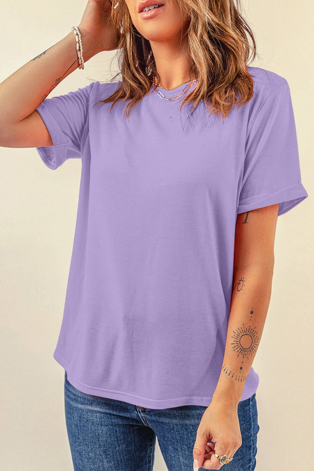 Little Daisy Closet - LDC Casual Plain Crew Neck Tee