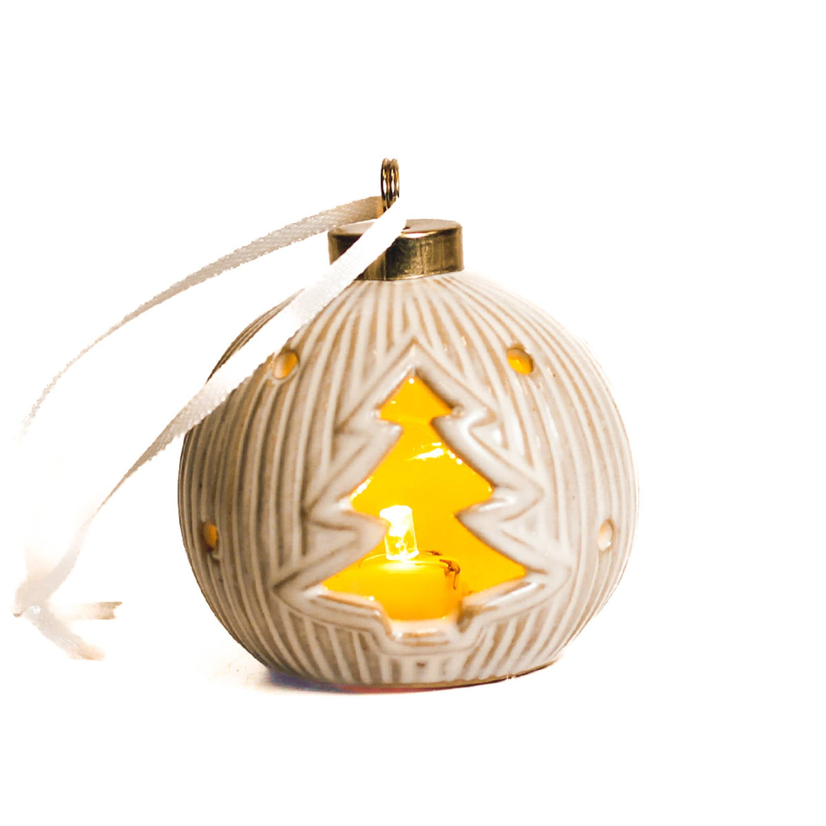 A Cheerful Giver - Tree White Ornament with LED Light — Christmas, Holiday Ornaments