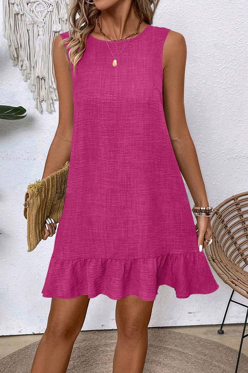 NINEXIS - CWDSD7142_RUFFLED SLEEVELESS CASUAL TANK DRESS
