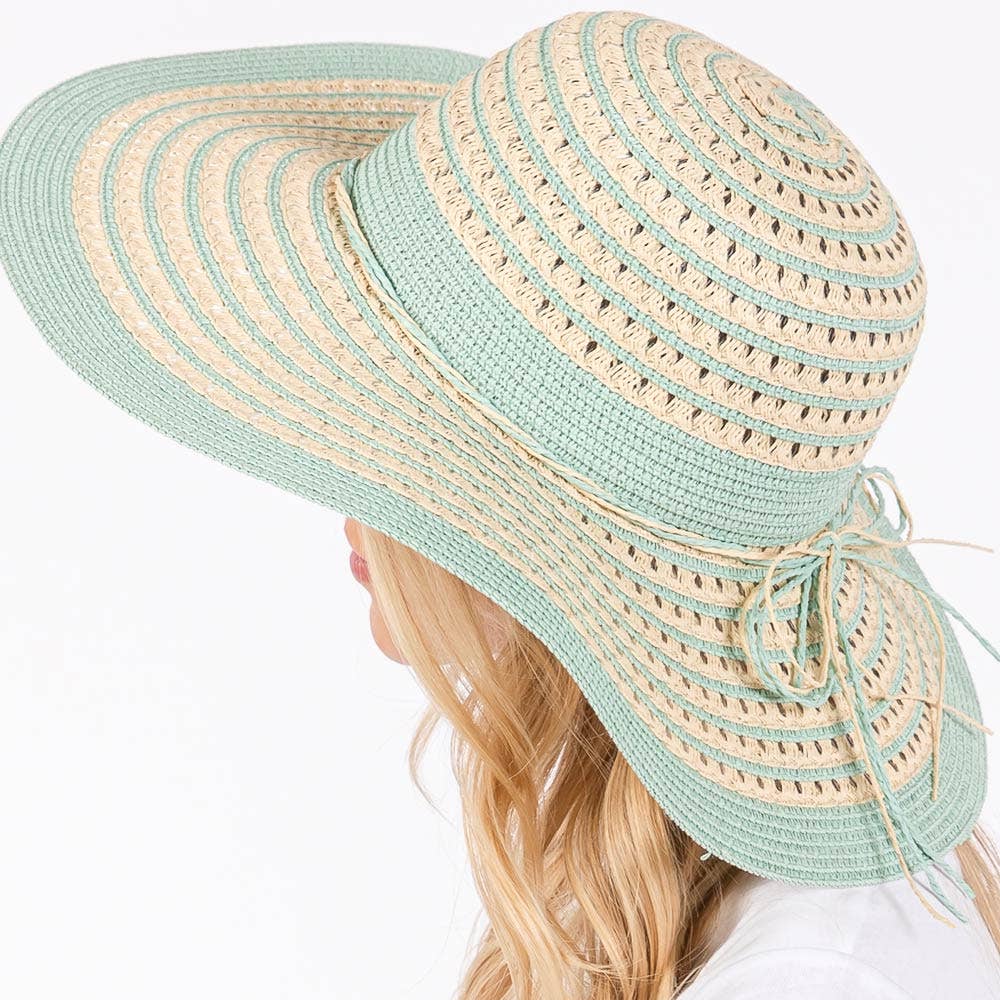 Sensibling Corp. - Striped Pattern Wide Brim Floppy Sun Hat