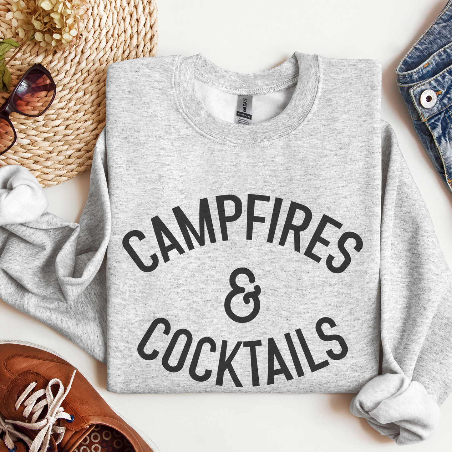 Trendznmore - Campfires and Cocktails Crewneck Sweatshirt