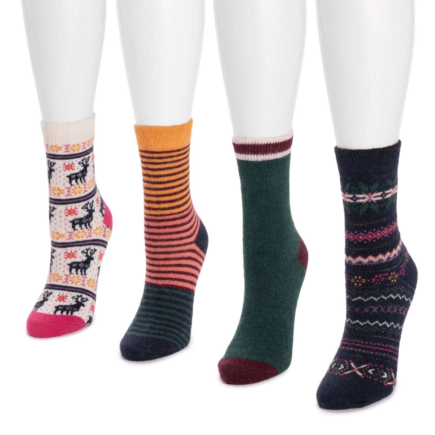 Muk Luks - MUK LUKS Women's 4 Pair Pack Patterned Crew Boot Socks