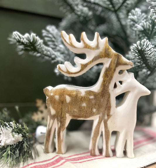 Wholesale Home Decor - Wooden Reindeer With Enamel 6x5in