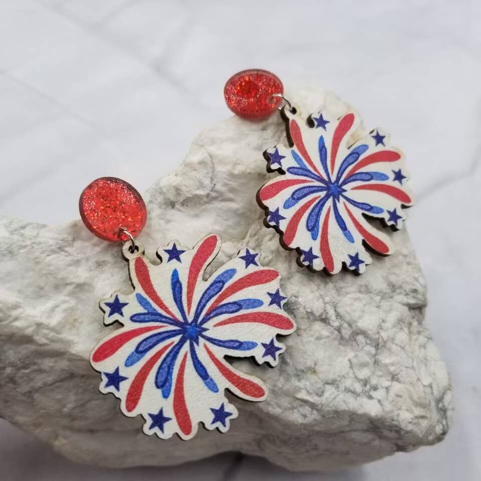 The Pretty Jewellery - 4th of July Starburst Patriotic Earrings