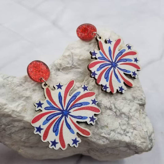 The Pretty Jewellery - 4th of July Starburst Patriotic Earrings