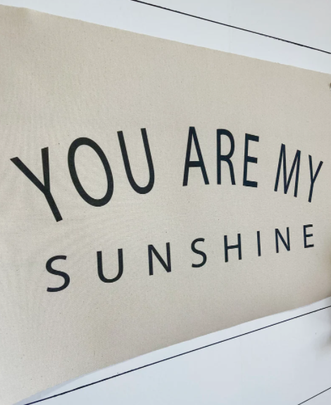 Red Barn Canvas - You Are My Sunshine, Vintage Style Canvas Hanging Banner