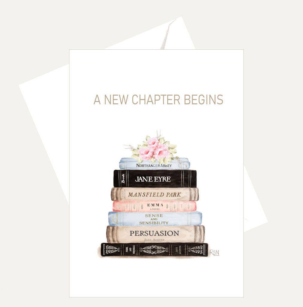 Bellflower Girl - A New Chapter Begins - Roses - Book Lover - Friendship Card