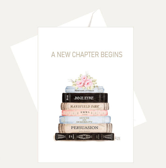 Bellflower Girl - A New Chapter Begins - Roses - Book Lover - Friendship Card