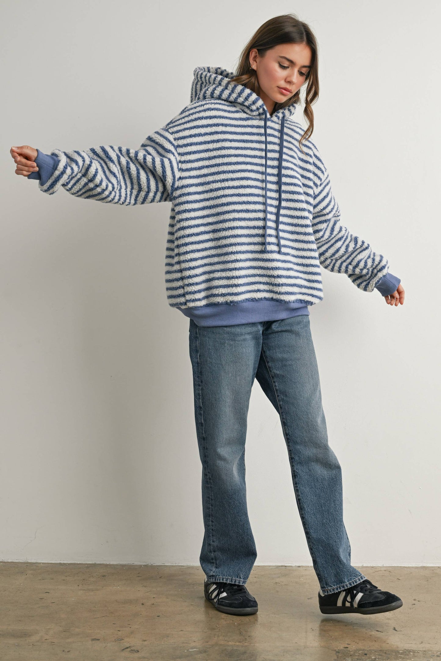 BUTTERMELON - Brushed Striped Puffy Hoodie - BMT7801