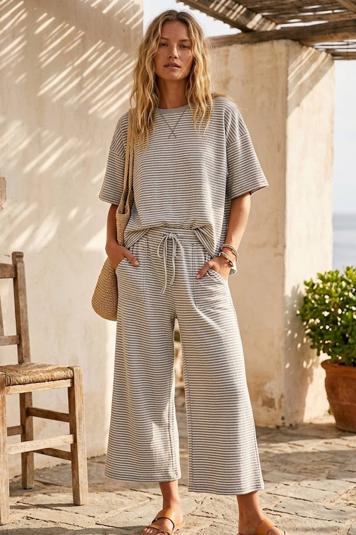 Sewn and Seen - Striped Knit Top and Pants Set