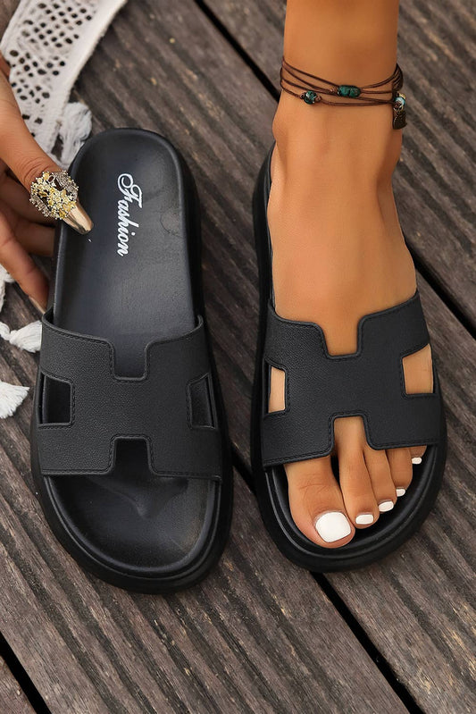 Aapparella -  Cutout Design Open Toe Platform Slippers | US5.5-8.5