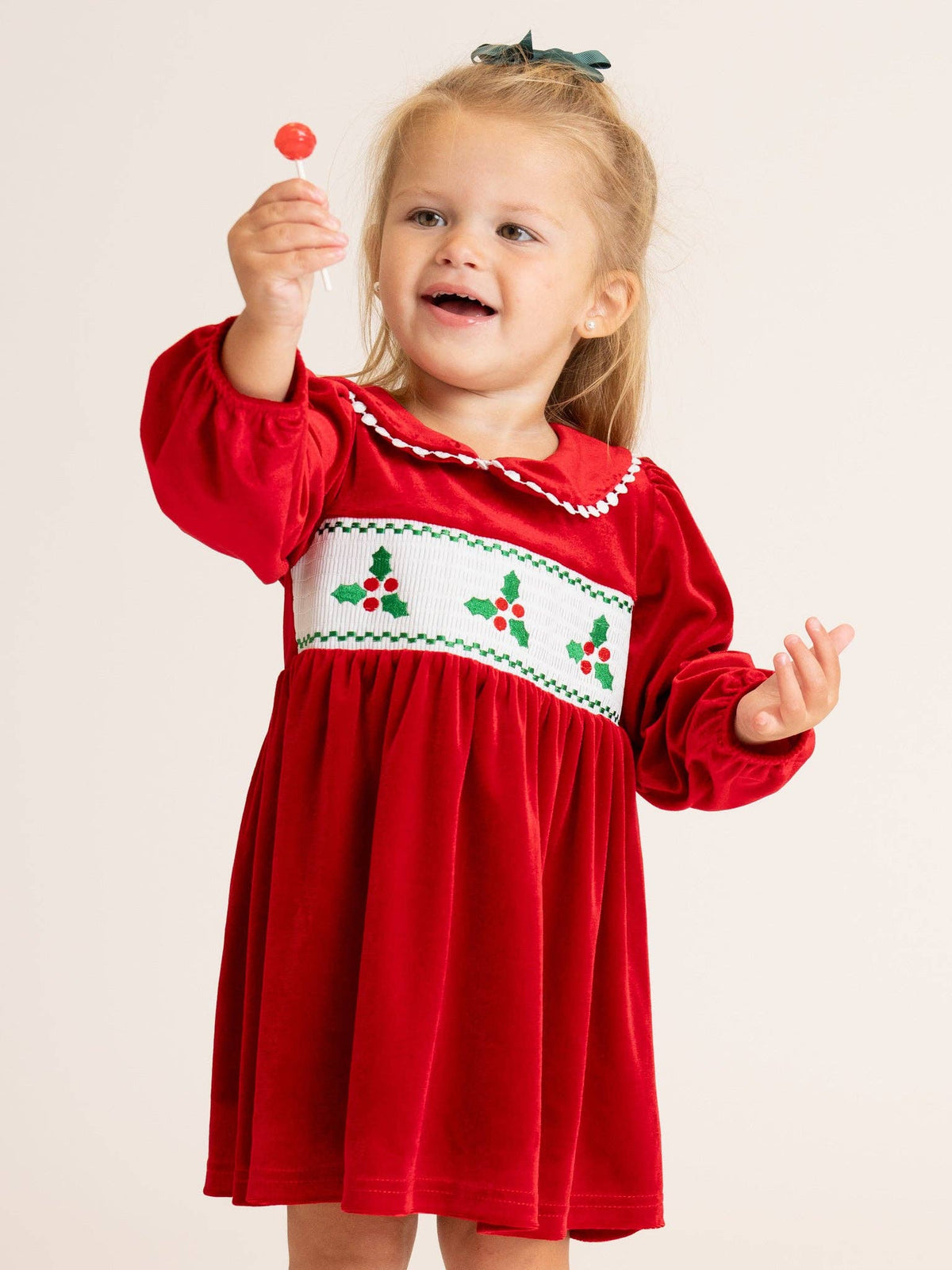 Marie Nicole Clothing - Ruby Smocked Holly Velvet Dress