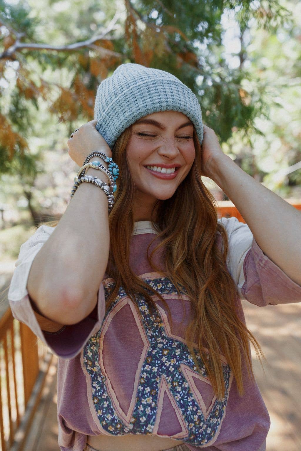 Three Bird Nest - Maybelle Waffle Beanie - Blue