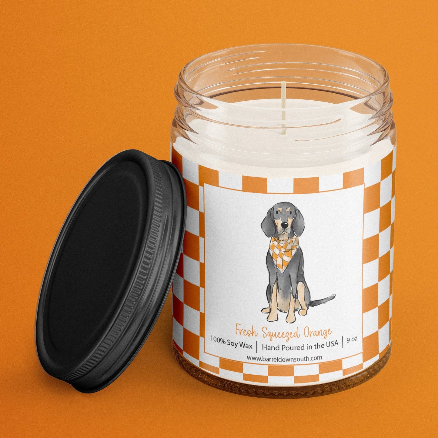 Barrel Down South - Bluetick Coonhound Checkerboard Candle