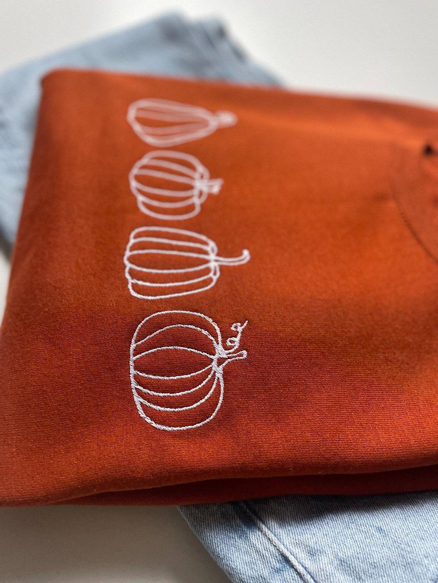 Up2ournecksinfabric - Embroidered Four Pumpkin Sweatshirt