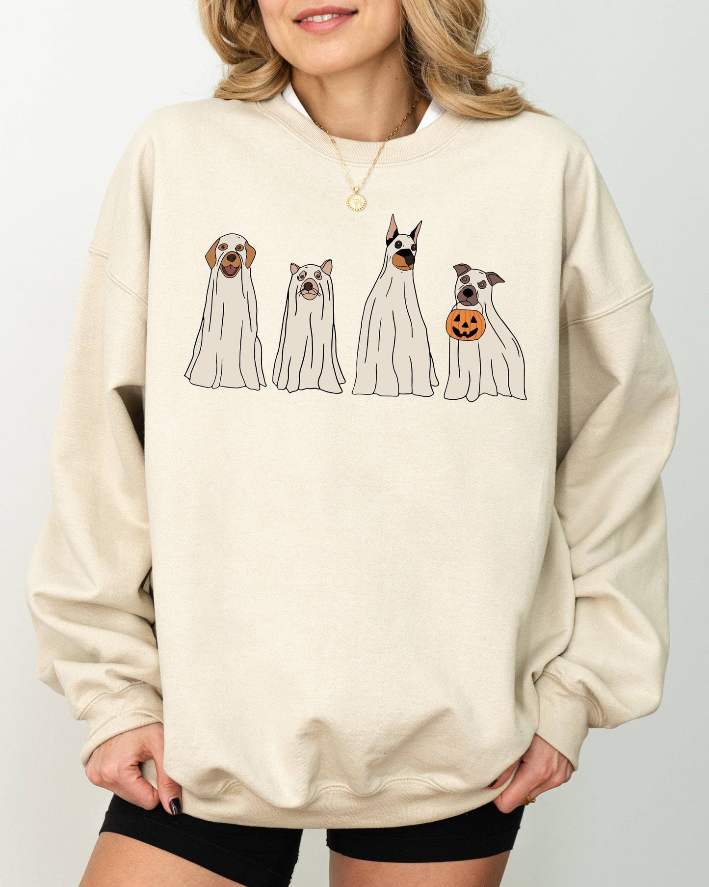 Refinery Number One LLC - Spooky Ghost Dogs, Bathroom, Aesthetic Halloween Sweatshirt
