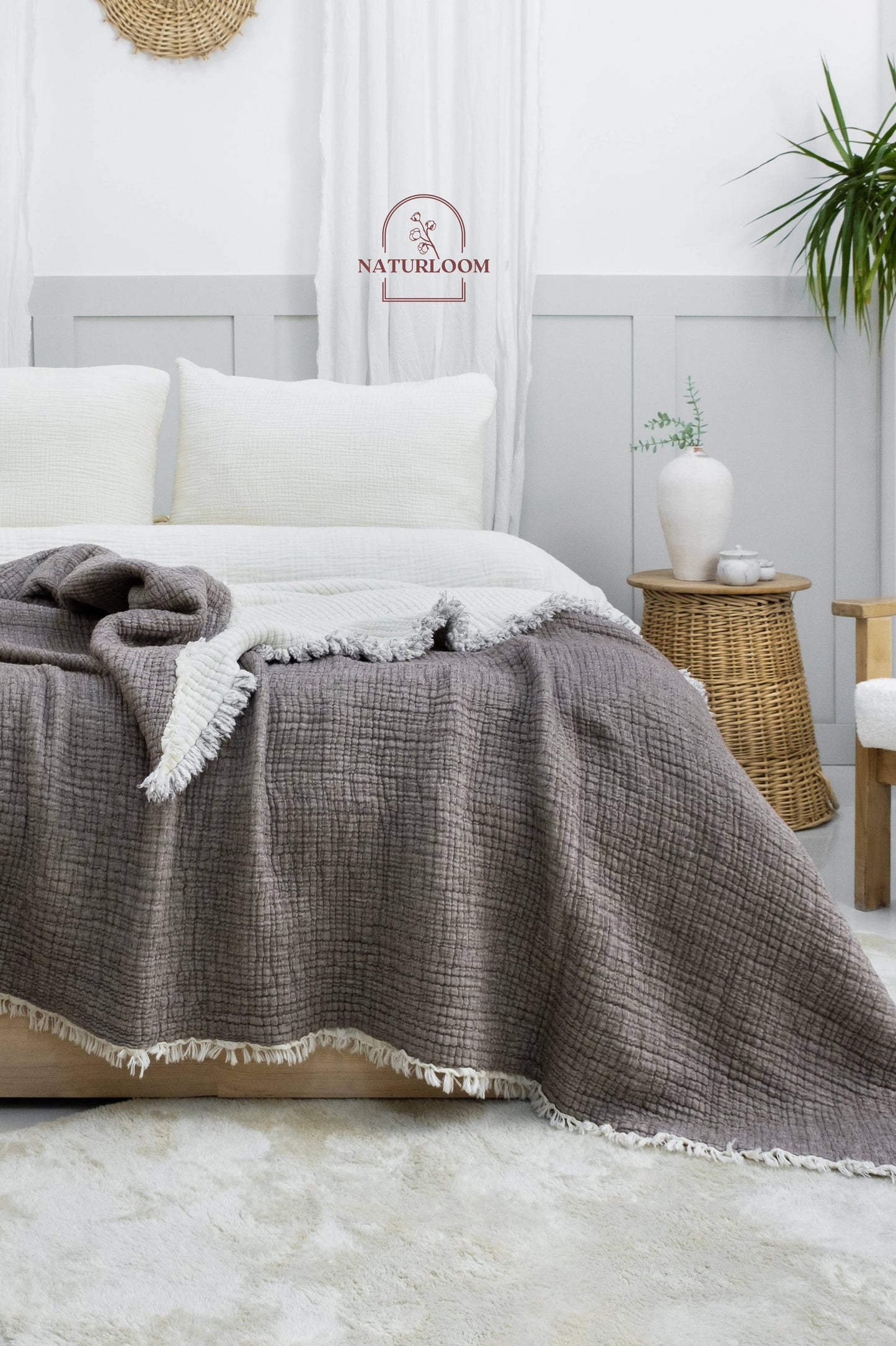 Naturloom - 6 Layer Organic GOTS Certified Muslin Quilt - Natural Comfort, Breathable & Cozy Year Round