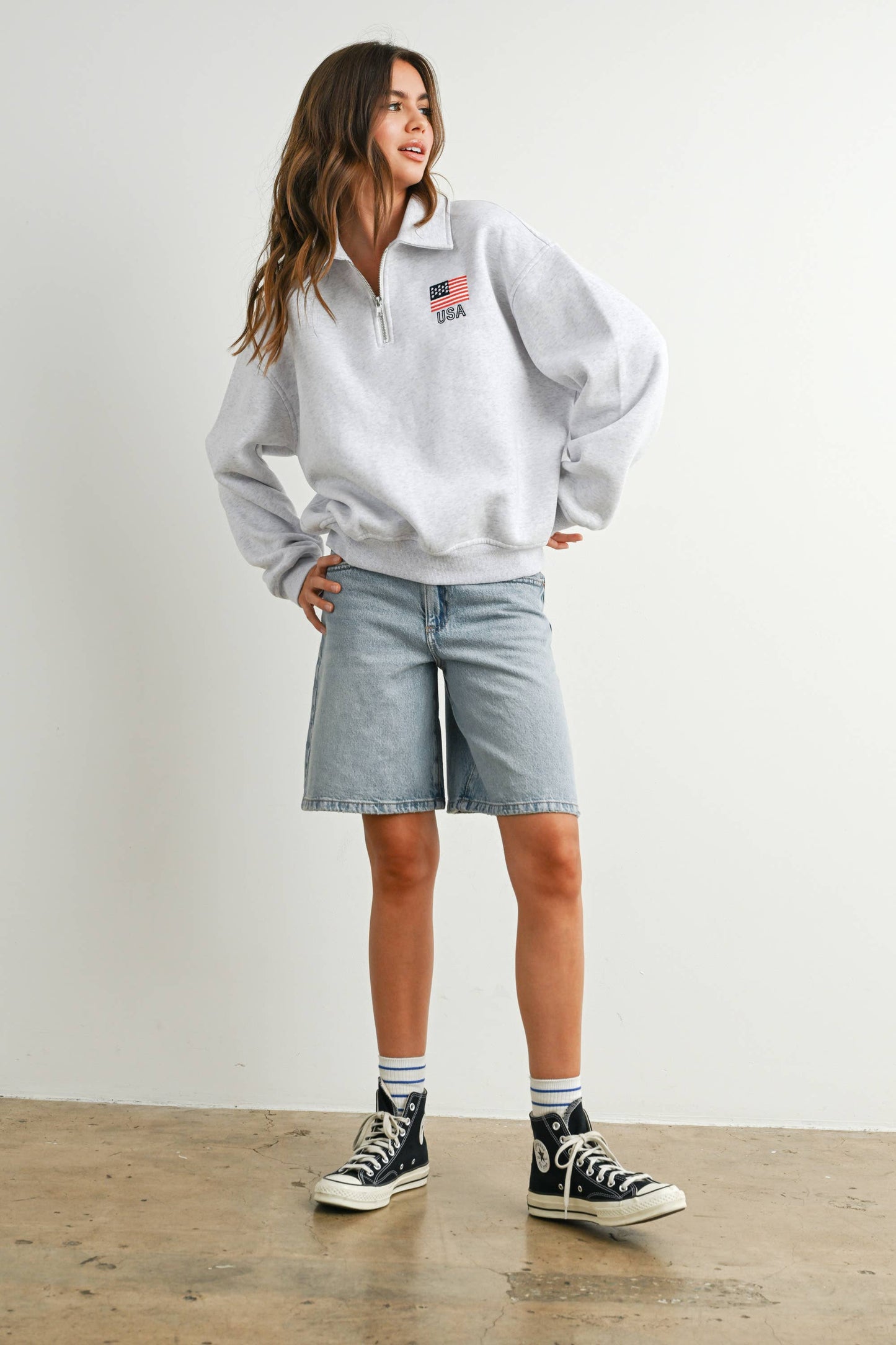 BUTTERMELON - Loose Collared Quarter-Zip Top - BMT7794
