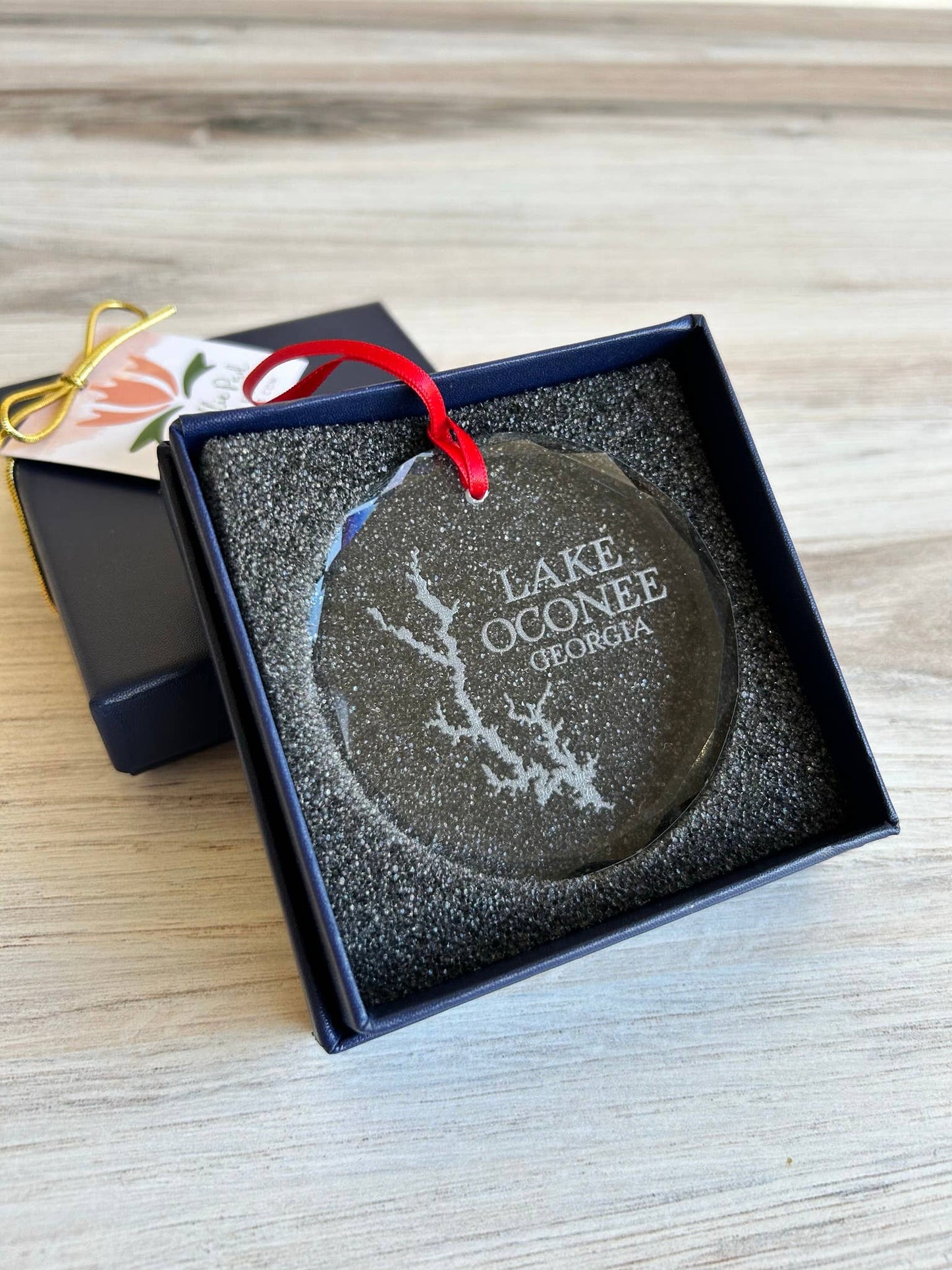 The Lillie Pad - Custom Lake Map Ornament - Etched Crystal Ornament