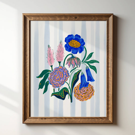 Tara Reed - "Floral with Stripes" - 8" x 10" Art Print