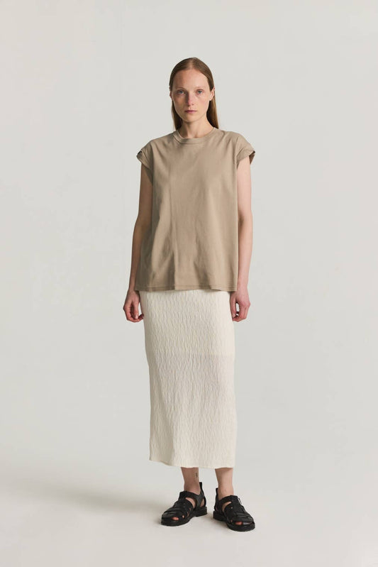 MOD REF - The Miranda Skirt | Textured Midi Skirt with Back Slit