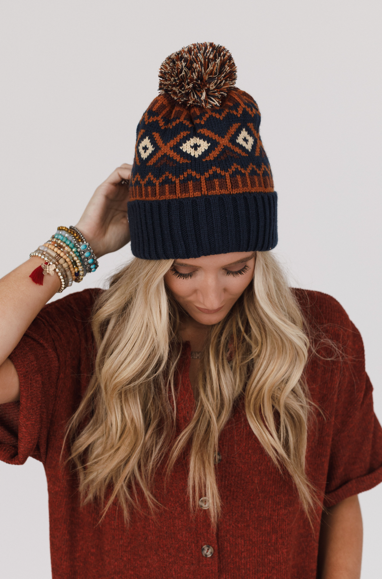 Three Bird Nest - Nili Pom Beanie - Camel Multi